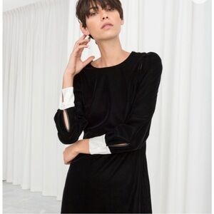 &Other Stories Pixie Velvet Pearl Button Mini Dress